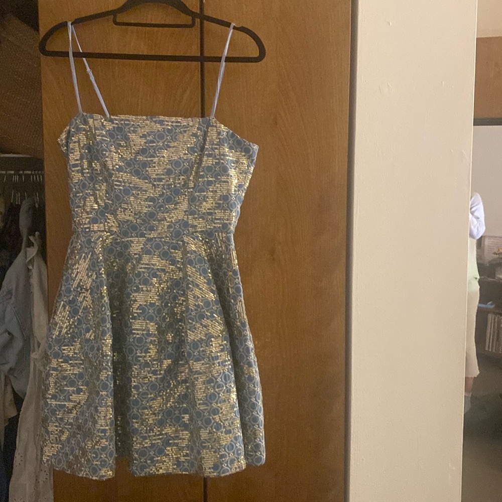 Elliatt Sequin Mini Dress Small Blue